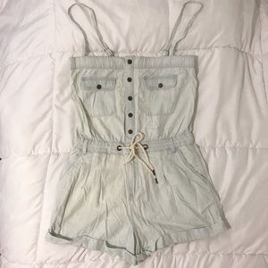 Forever 21 Light Denim Button Up Overall